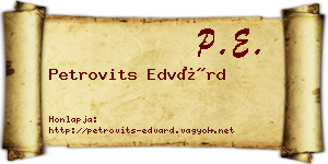 Petrovits Edvárd névjegykártya